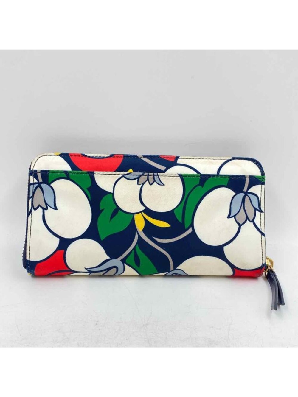 Kate Spade Women's Navy Leather Floral Wallet Colorful Zip Red Green - Picture 2 of 4